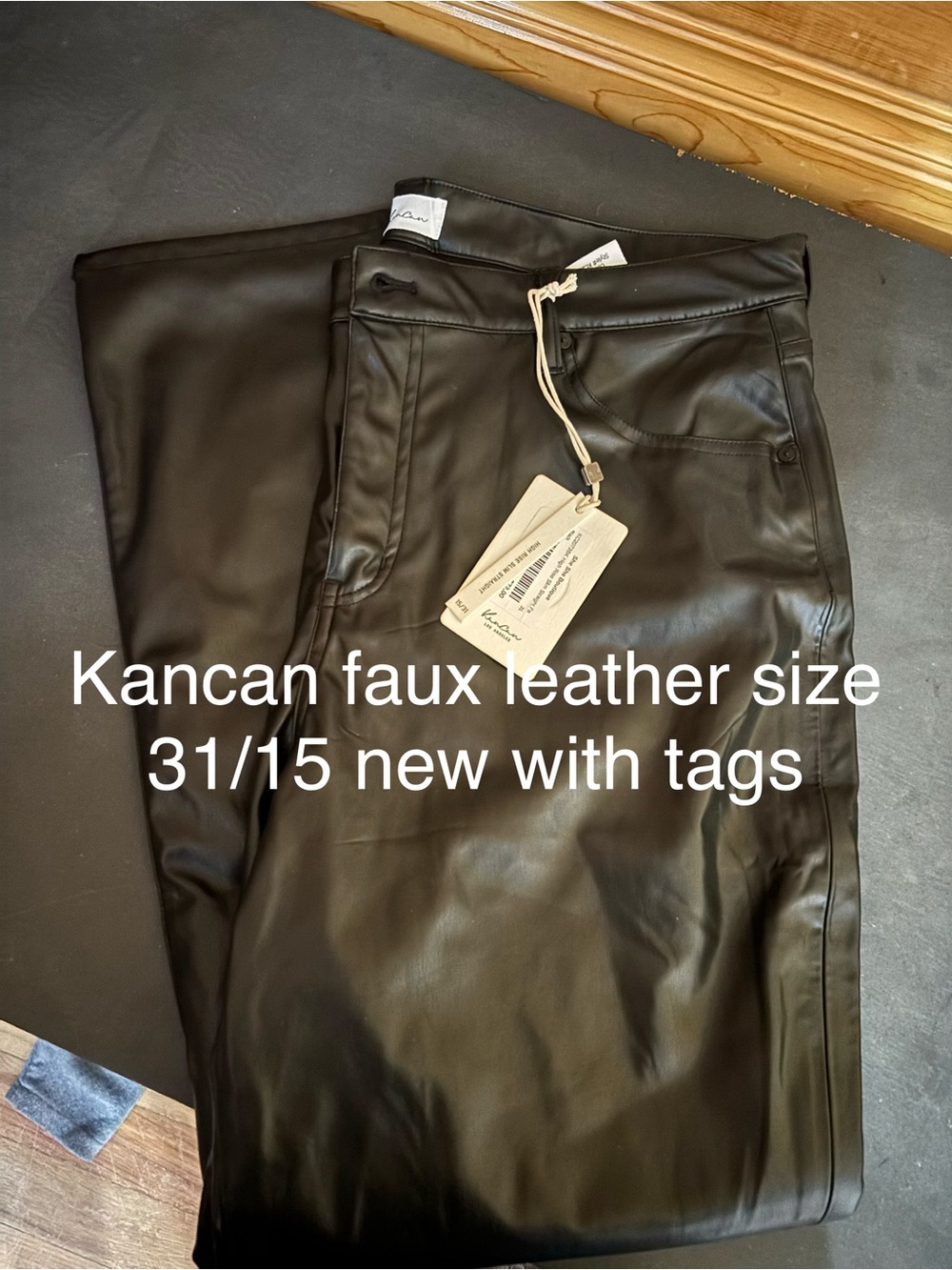 KanCan Black Faux Leather Pants